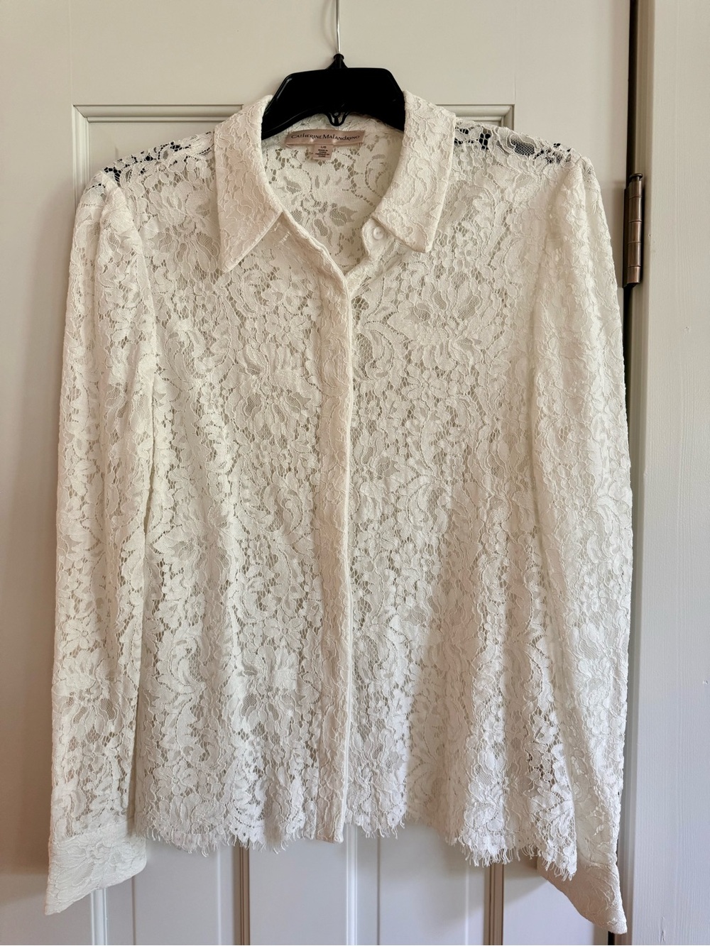 Catherine Malandrino Ivory Floral Lace Button-Front Blouse - L